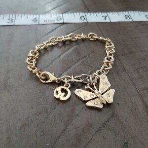 St. John gold tone Butterfly Charm Bracelet Chrystal accents Fairy Whimsy